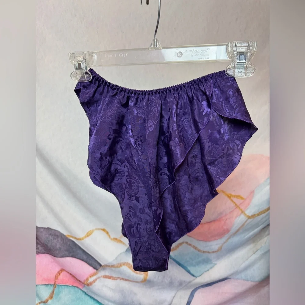 Victoria’s Secret 90s Vintage Purple Satin Camisole & Panty Set Lace Lingerie